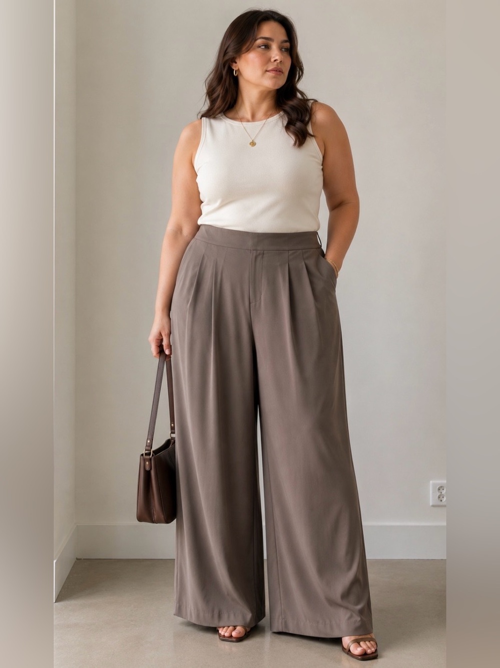 NEW Lafayette 148 Virgin Wool Wide Leg Trousers in Gray, Size 14